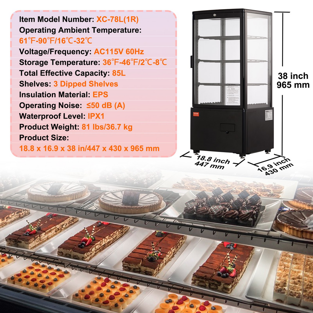 Vitrina refrigerada VEVOR de 3 pies cúbicos/85 l