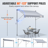 Toldo retráctil manual para exteriores de 118" con cortina parasol de 39"