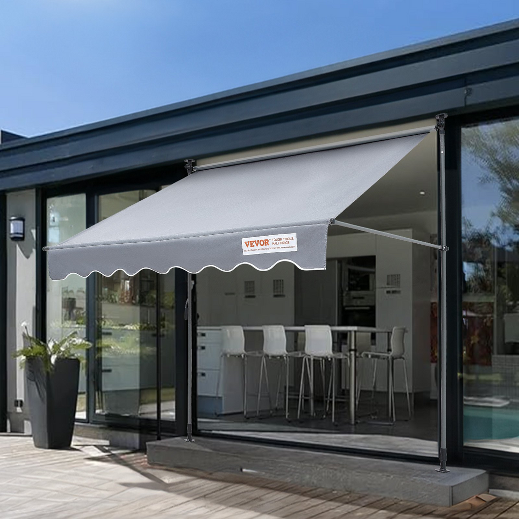 Toldo retráctil manual para exteriores de 118" con cortina parasol de 39"