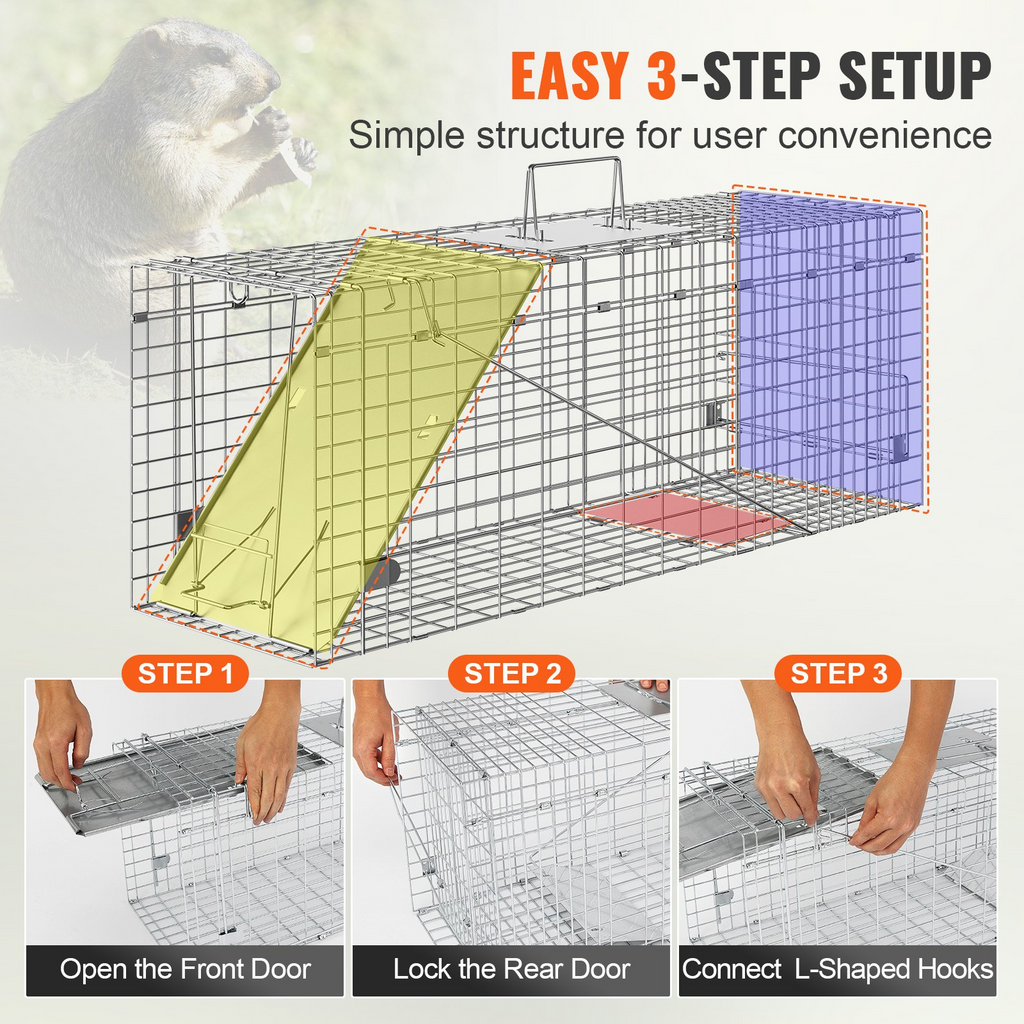 Trampa para animales vivos VEVOR, 31" x 10" x 12"