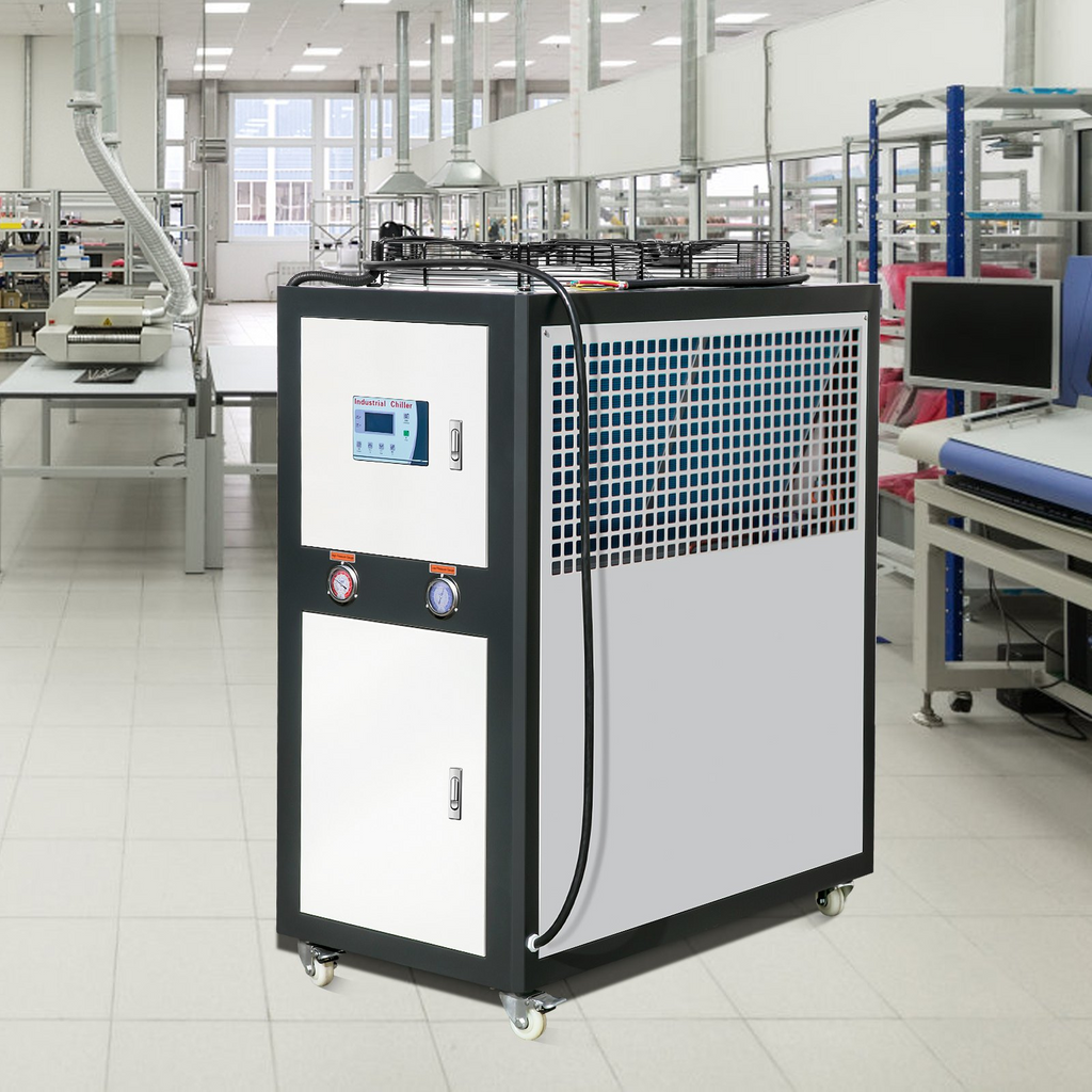 Enfriador de agua industrial VEVOR refrigerado por aire de 16 galones y 9,4 HP capacidad de enfriamiento de 15 100 Kcal/h con condensador con aletas control por microcomputadora tanque de agua de 60 L