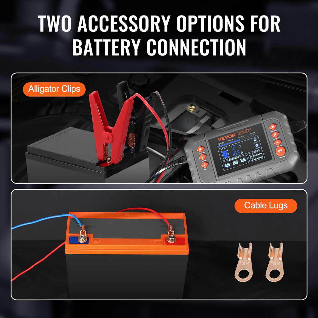 Cargador de batería inteligente VEVOR 20 A de batería de plomo-ácido de litio LiFePO4 (AGM/Gel/SLA) para automóvil con pantalla LCD
