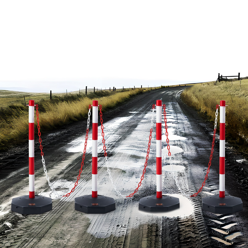 VEVOR - Conos de señalización de tráfico ajustables paquete de 4 barrera de señalización de seguridad vial con base rellenable, cadena de 8 pies