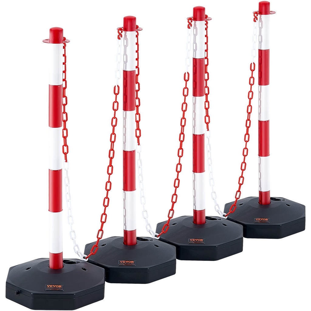 VEVOR - Conos de señalización de tráfico ajustables paquete de 4 barrera de señalización de seguridad vial con base rellenable, cadena de 8 pies
