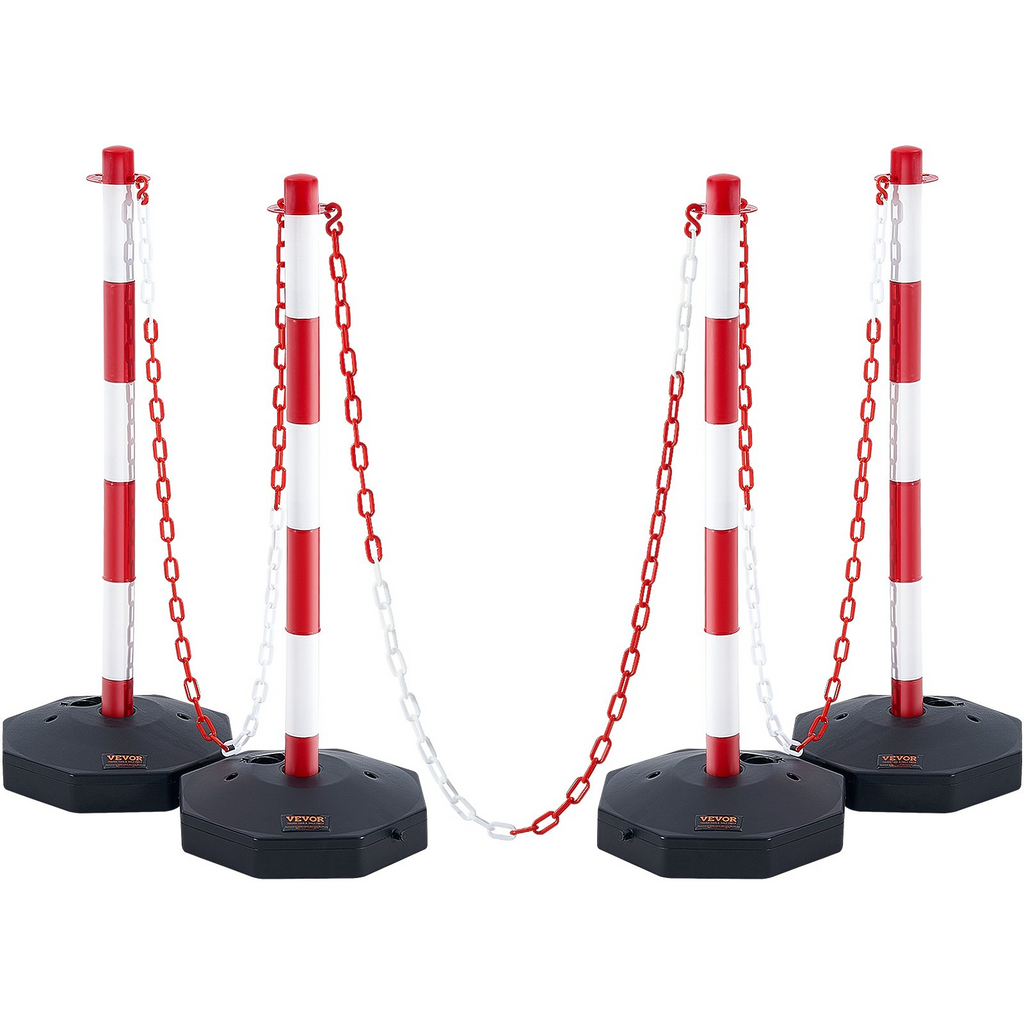VEVOR - Conos de señalización de tráfico ajustables paquete de 4 barrera de señalización de seguridad vial con base rellenable, cadena de 8 pies