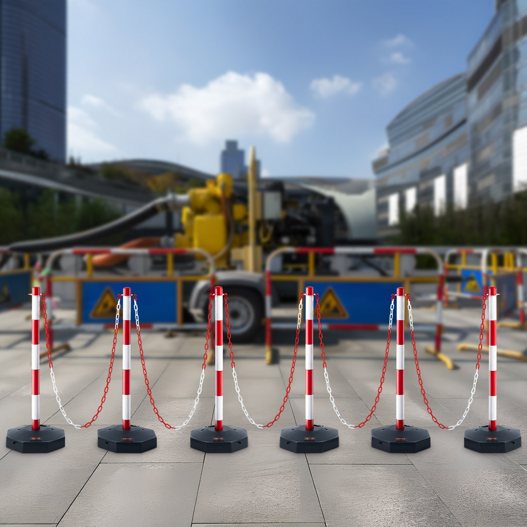VEVOR - Conos de señalización de tráfico ajustables paquete de 6 barrera de señalización de seguridad vial con base rellenable cadena de 6,6 pies