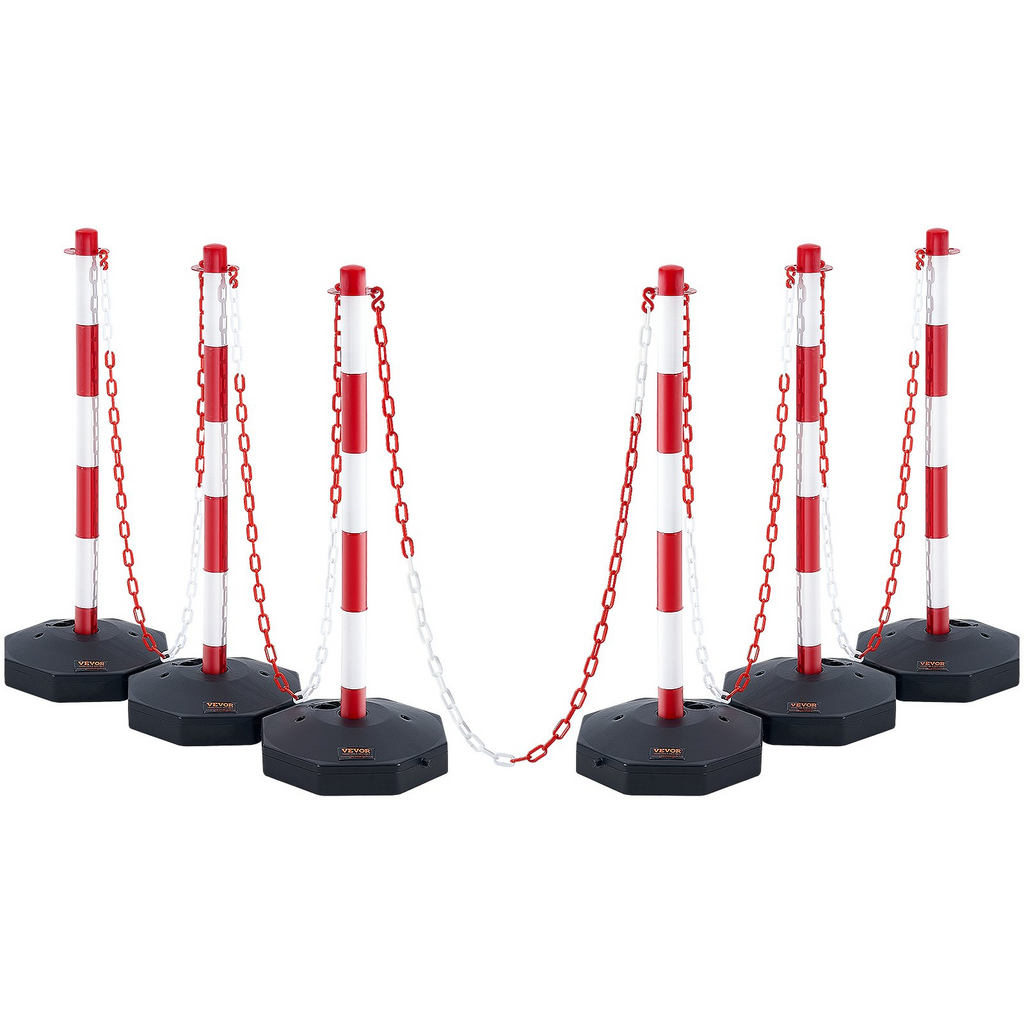 VEVOR - Conos de señalización de tráfico ajustables paquete de 6 barrera de señalización de seguridad vial con base rellenable cadena de 6,6 pies