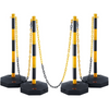 VEVOR - Conos de señalización de tráfico ajustables paquete de 4 barrera de señalización de seguridad vial con base rellenable cadena de 8 pies