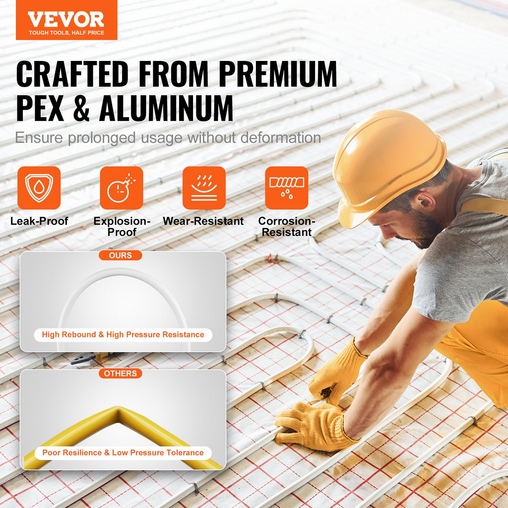Tubo PEX-AL-PEX de VEVOR 164 pies, 0,79'' de diámetro compuesta de aluminio y plástico 0,08'' de espesor