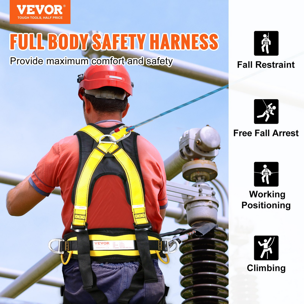 Arnés de seguridad VEVOR  y 5 anillos en D ANSI/ASSE Z359 11, 340 lb