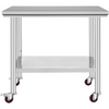 Mesa de trabajo de acero inoxidable VEVOR de 36 x 24 pulgadas con 4 ruedas