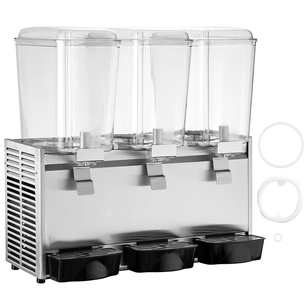 Dispensador de bebidas comerciales VEVOR de 20,4 cuartos de galón y 18 l con 3 tanques de 680 W