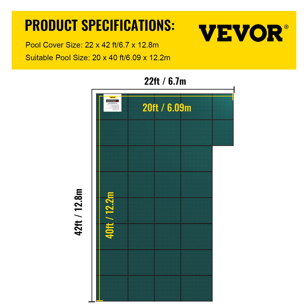 VEVOR Cubierta de seguridad para piscina enterrada de 22 pies x 42 pies