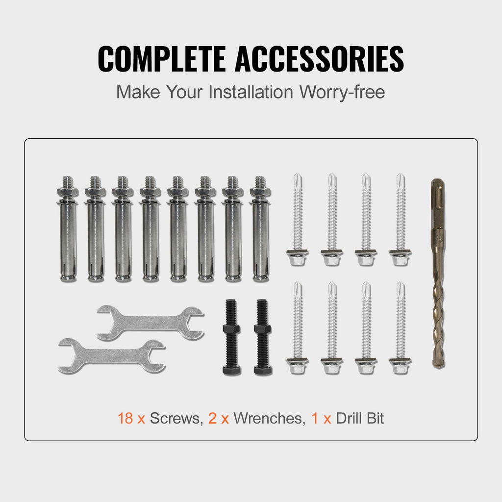 VEVOR Handrails for Outdoor Steps, Fit 1-3 Steps Wrought Iron Handrail, Outdoor Stair Railing, Adjustable Front Porch Hand Rail, Black Transitional Hand railings for Concrete Steps or Wooden Stairs
