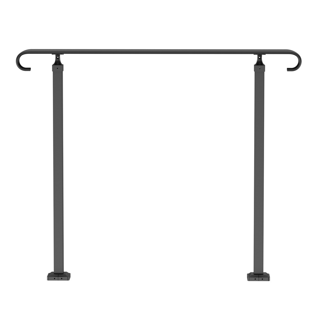 VEVOR Handrails for Outdoor Steps, Fit 1-3 Steps Wrought Iron Handrail, Outdoor Stair Railing, Adjustable Front Porch Hand Rail, Black Transitional Hand railings for Concrete Steps or Wooden Stairs