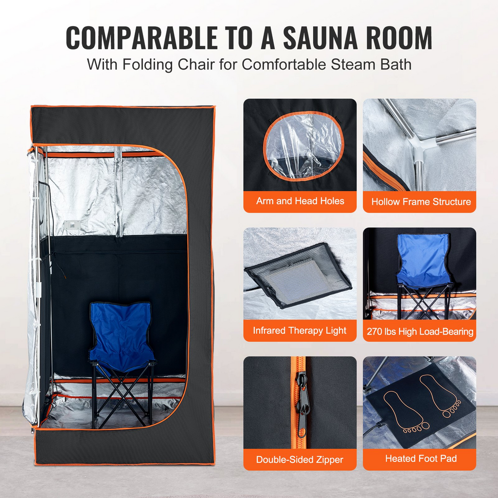 Tienda de sauna portátil VEVOR de tamaño completo kit de sauna personal de 1400 W