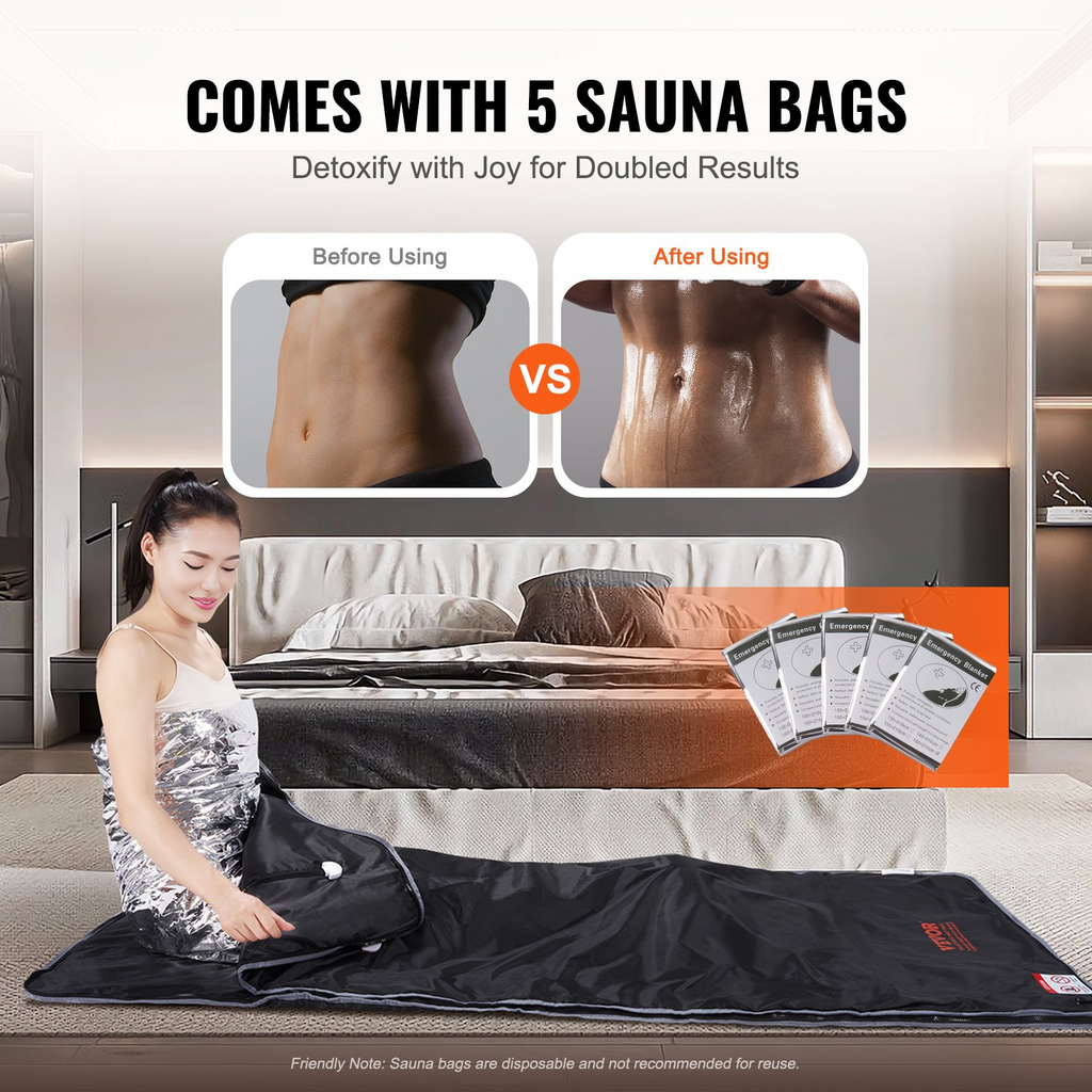 Manta de sauna VEVOR para desintoxicación temperatura ajustable de 1 a 6 niveles de 95 a 176 ℉ temporizador de 5 a 60 minutos 71 x 31 pulgadas