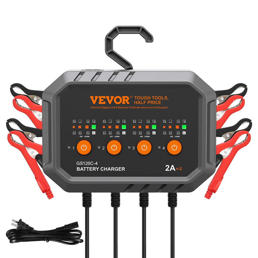Cargador de batería inteligente VEVOR 8 amperios LiFePO4 de plomo-ácido (AGM/Gel/SLA)