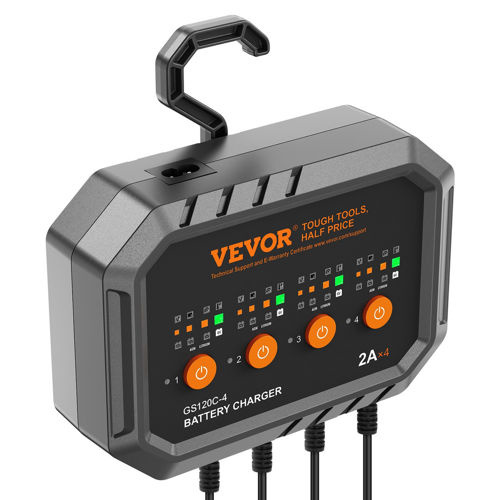 Cargador de batería inteligente VEVOR 8 amperios LiFePO4 de plomo-ácido (AGM/Gel/SLA)