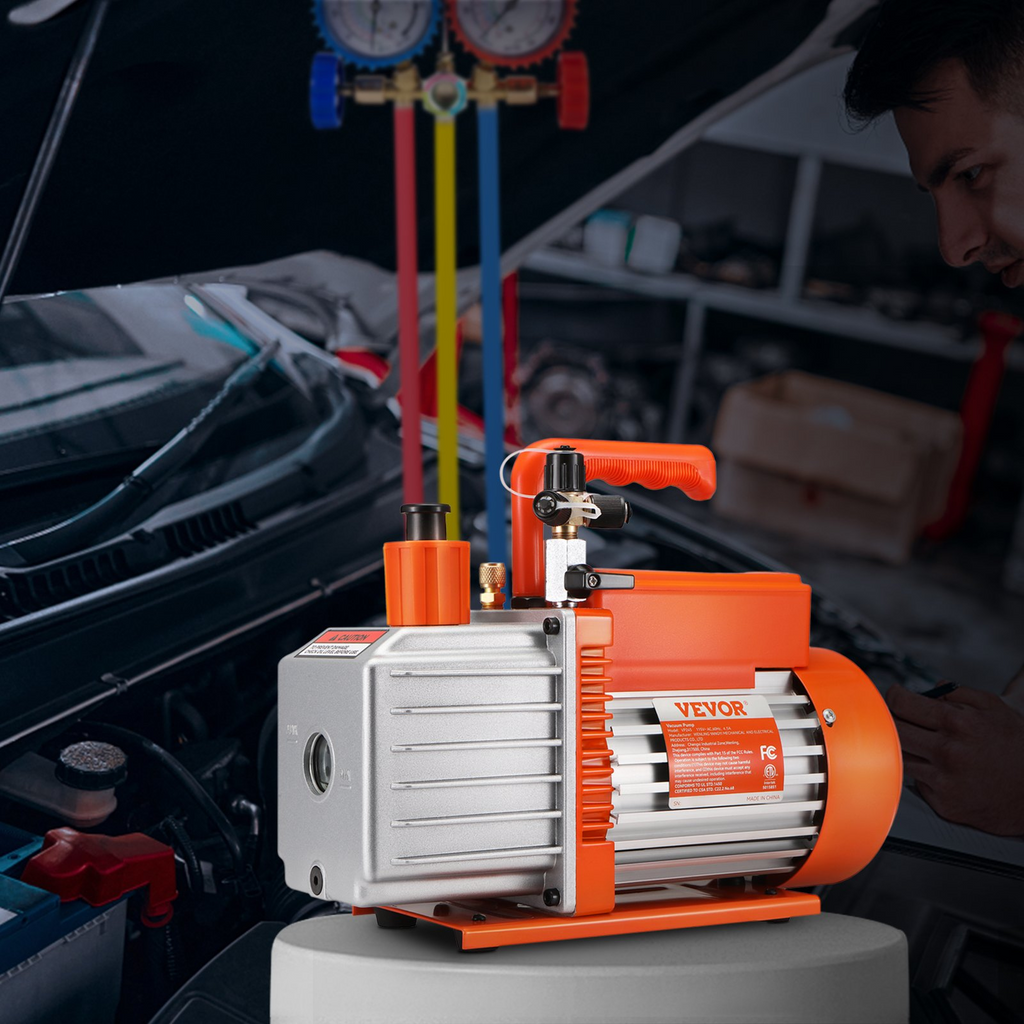 Bomba de vacío VEVOR de 5 CFM para aire acondicionado, bomba de vacío de paletas rotativas de 2 etapas para HVAC JH2