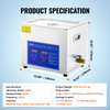 Limpiador ultrasónico profesional VEVOR 10 l con temporizador digital y calentador 40 kHz