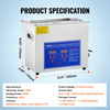Limpiador ultrasónico comercial VEVOR 6 l de 40 kHz con temporizador digital y calentador de 110 V