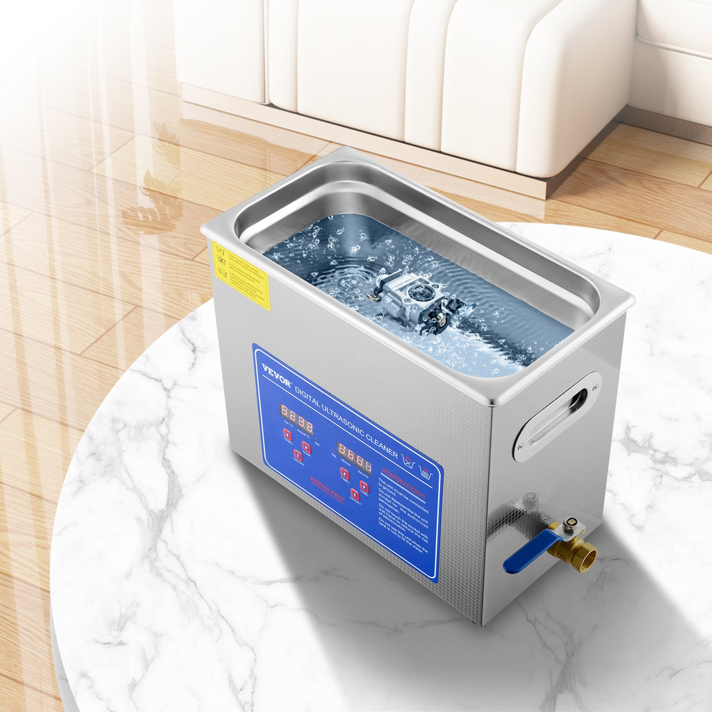 Limpiador ultrasónico comercial VEVOR 6 l de 40 kHz con temporizador digital y calentador de 110 V