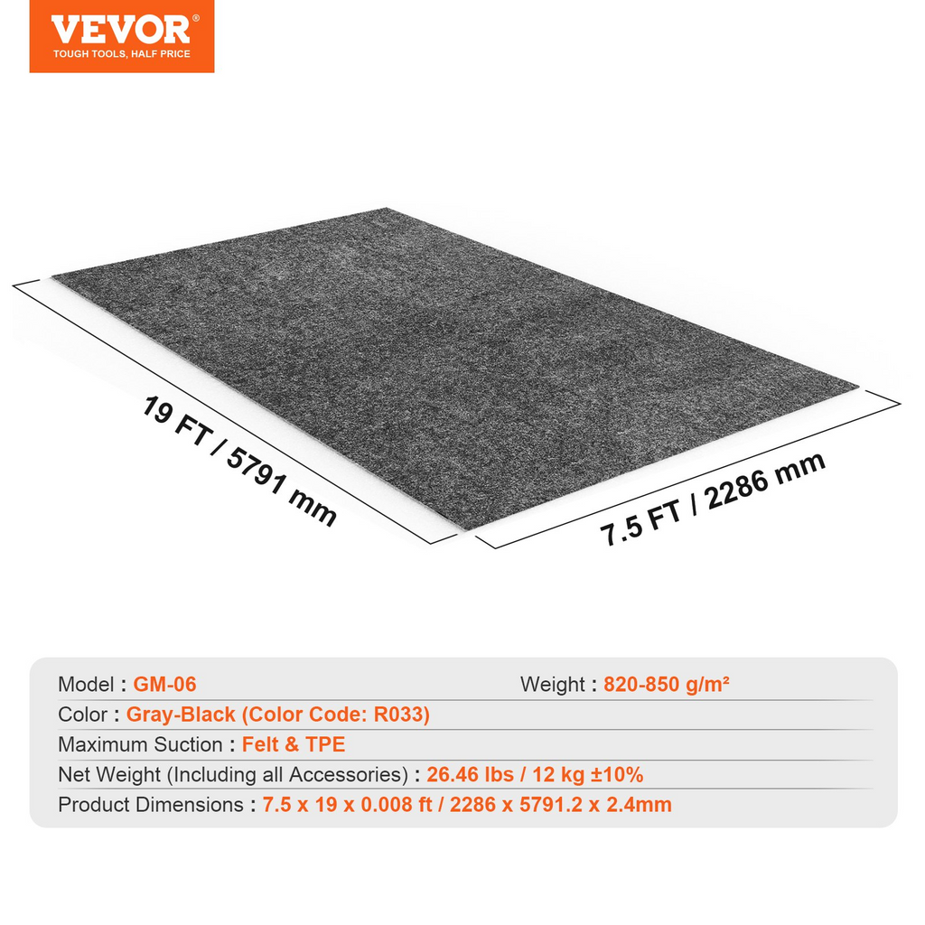 VEVOR - Alfombrilla para garaje de 23 x 58 cm impermeable resistente al agua con respaldo de TPE antifugas fácil de limpiar y cortar