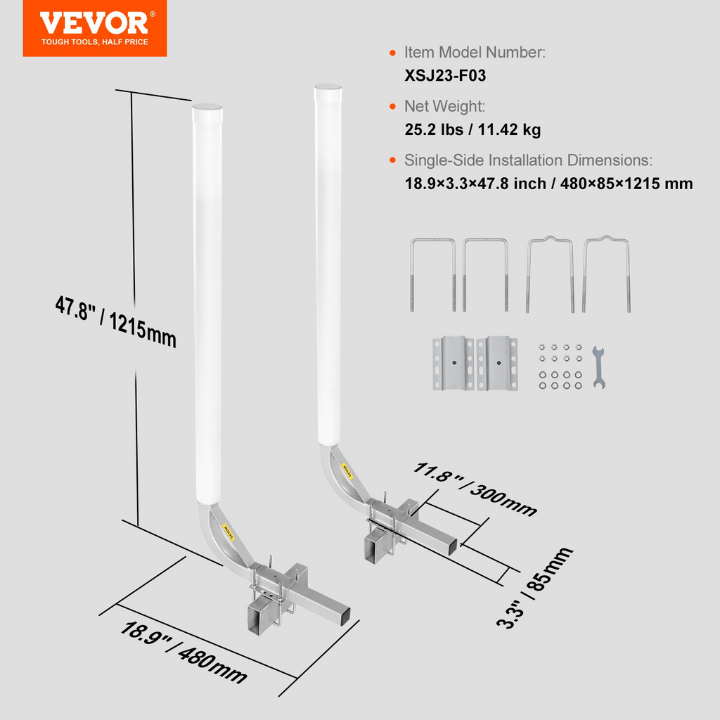 Juego de guías para remolques marinos VEVOR postes flexibles ajustables de 48''