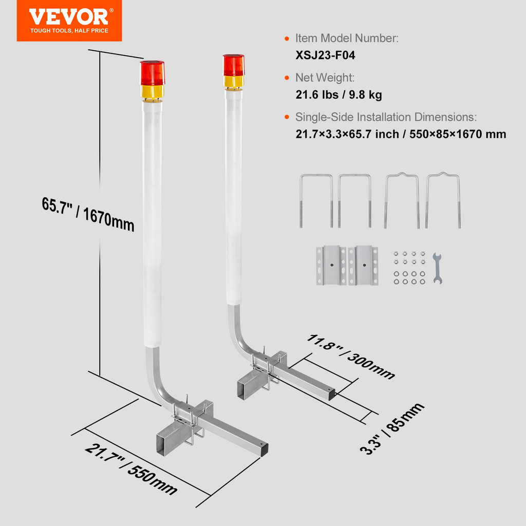 Juego de guías para remolques marinos VEVOR 62'' con iluminación LED par de postes guía de acero antioxidantes