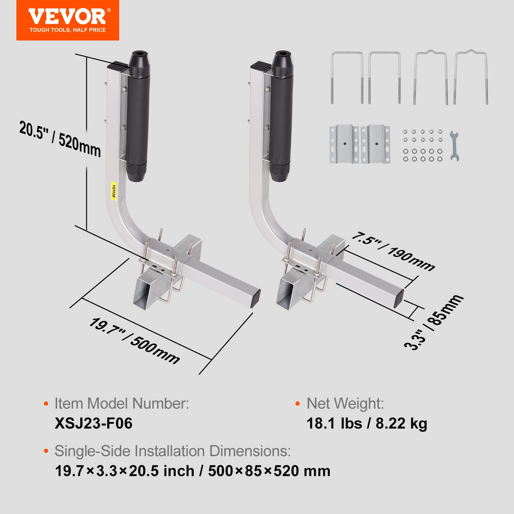 Juego de guías para remolques marinos VEVOR postes flexibles ajustables de 20,5"