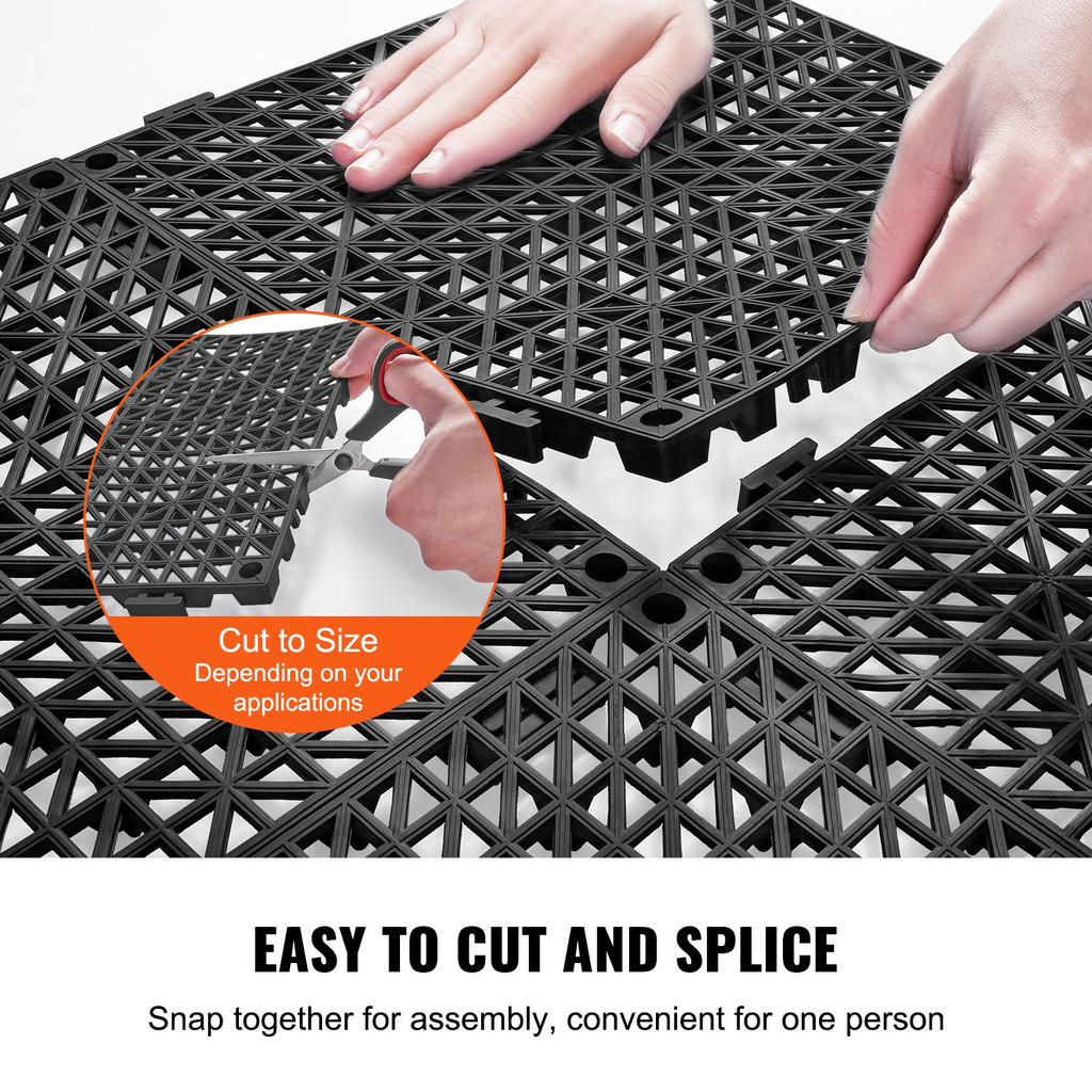 VEVOR - Alfombrillas de drenaje entrelazadas modulares paquete de 12, 12 x 12 pulgadas