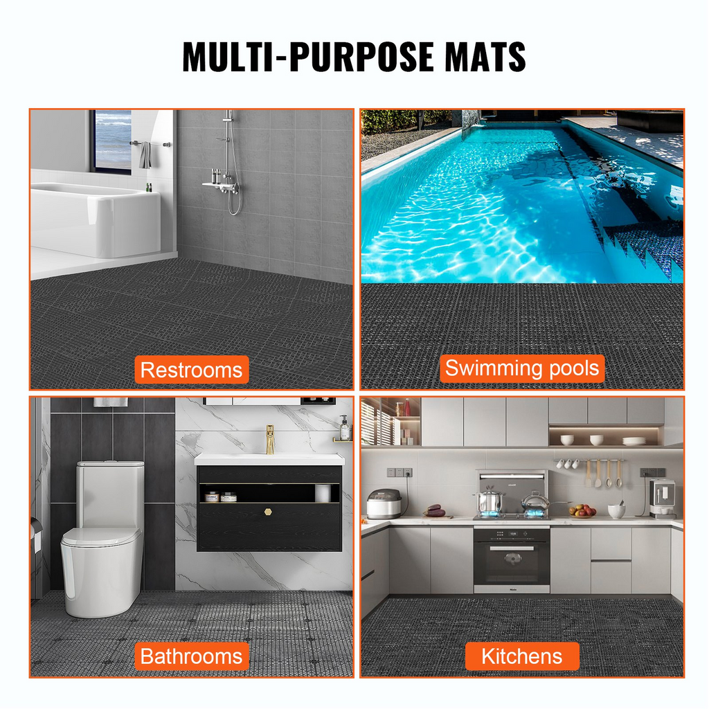 VEVOR - Alfombrillas de drenaje entrelazadas modulares paquete de 12, 12 x 12 pulgadas