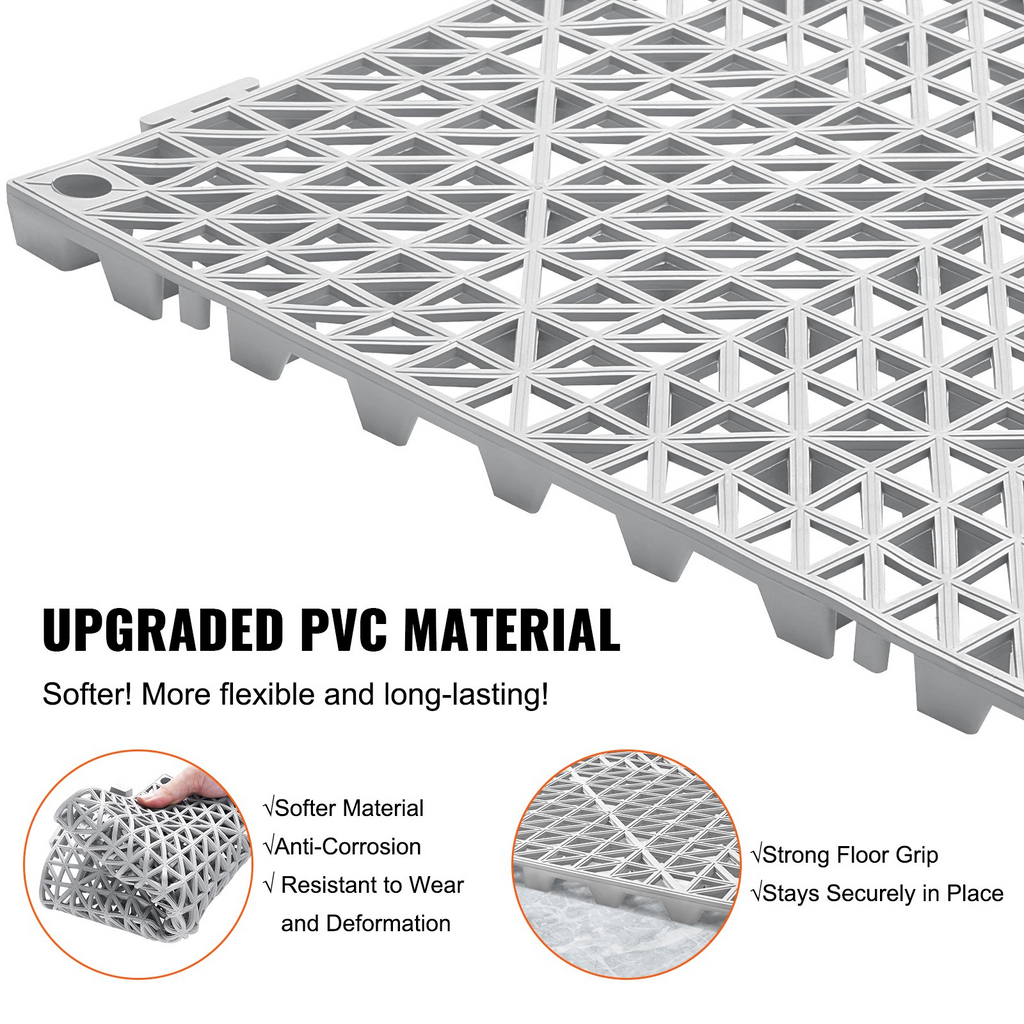 VEVOR - Alfombrillas de drenaje entrelazadas modulares paquete de 12, 12 x 12 pulgadas de PVC suave