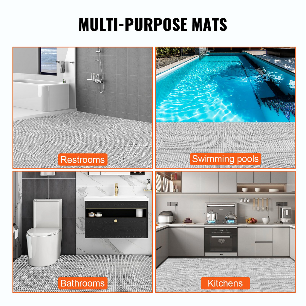 VEVOR - Alfombrillas de drenaje entrelazadas modulares paquete de 12, 12 x 12 pulgadas de PVC suave