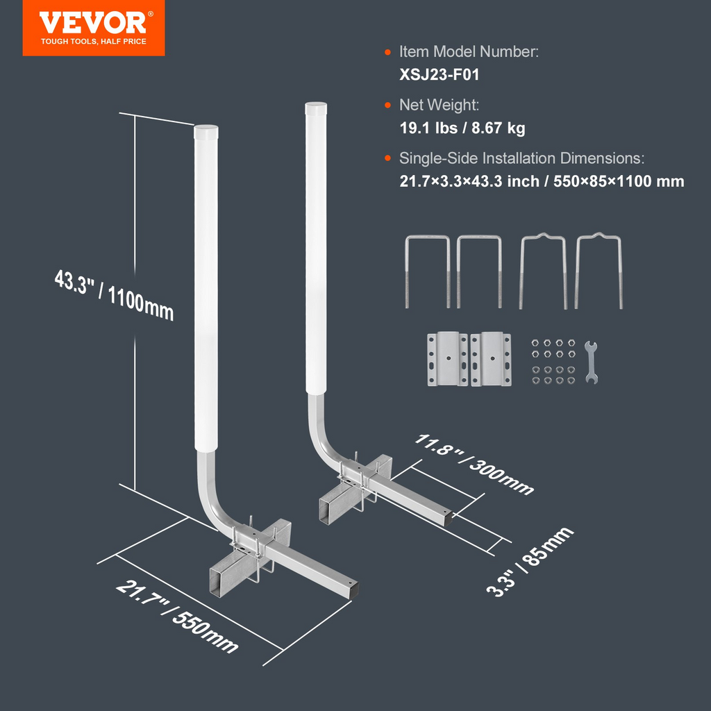 Guía para remolque de barco VEVOR de diseño ajustable de 43" 2 guías