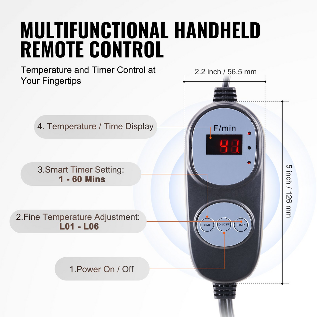 Manta de sauna VEVOR para desintoxicación temperatura ajustable de 1 a 6 niveles de 95 a 176 ℉ temporizador de 5 a 60 minutos 75 x 35 pulgadas
