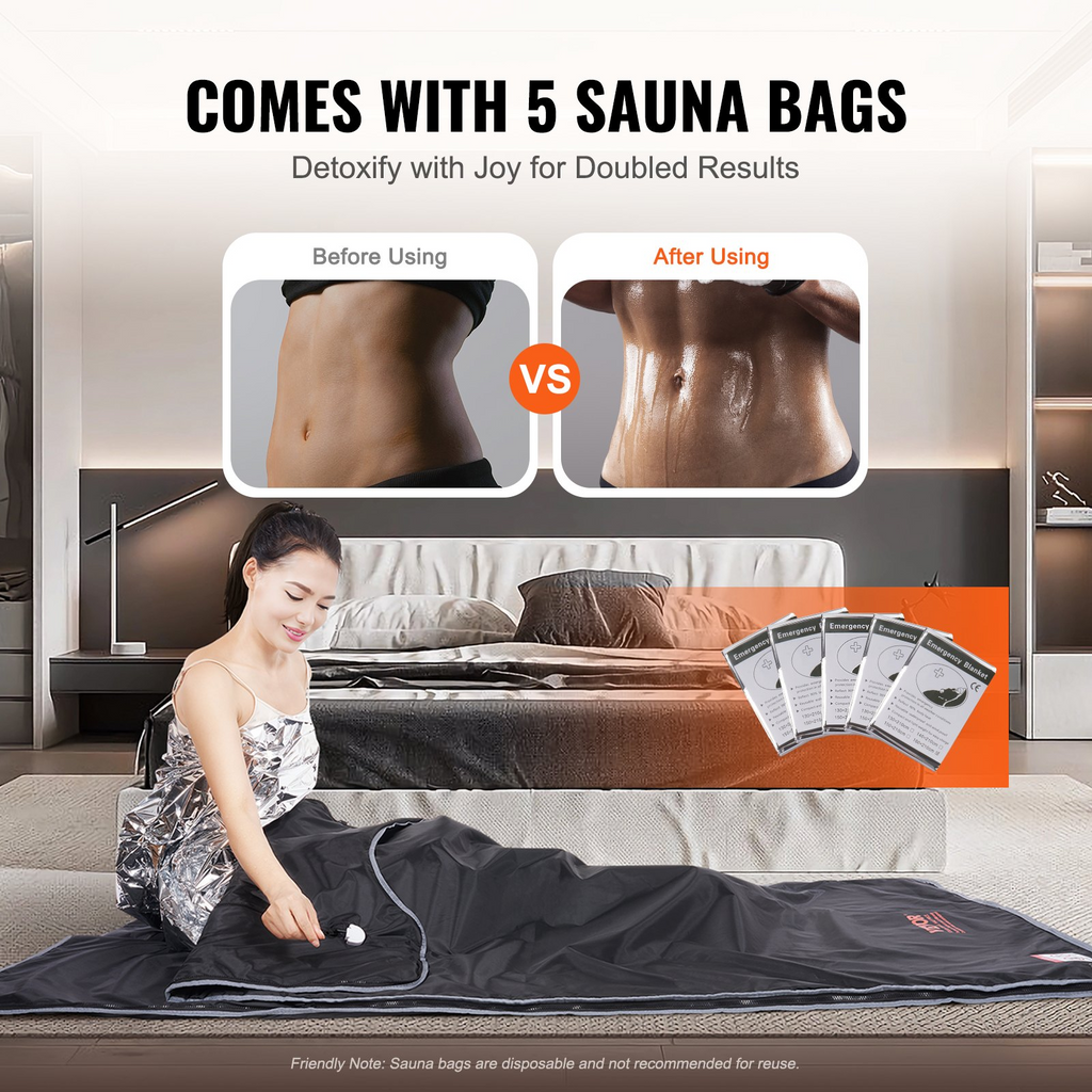 Manta de sauna VEVOR para desintoxicación temperatura ajustable de 1 a 6 niveles de 95 a 176 ℉ temporizador de 5 a 60 minutos 75 x 35 pulgadas