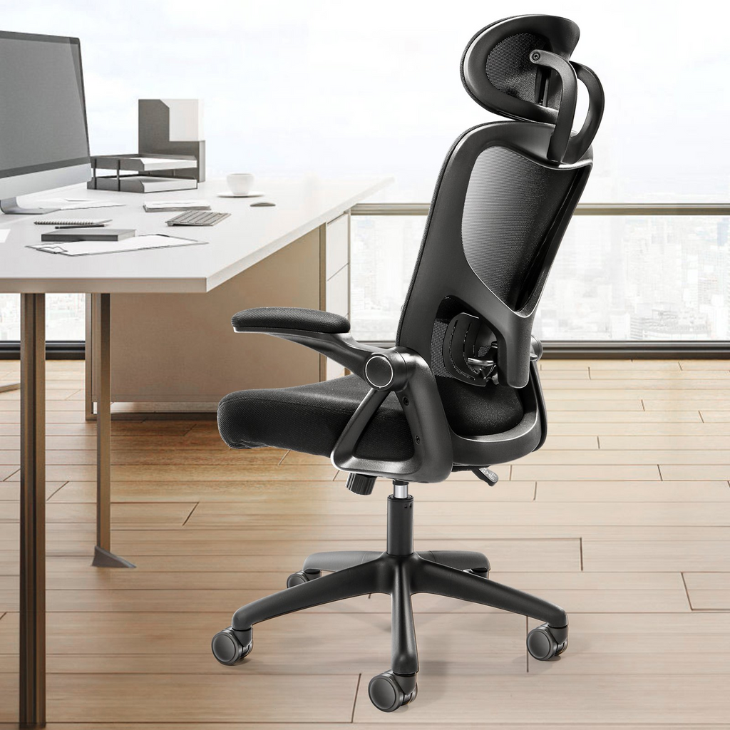 Silla de oficina VEVOR con soporte lumbar ajustable, silla de escritorio ergonómica de respaldo alto con reposacabezas ajustable,  ergonómica con reposabrazos