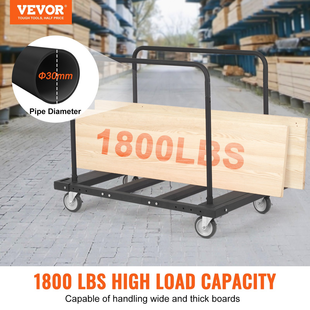 Carro para paneles de yeso VEVOR con plataforma de 45,28" x 29,13" y ruedas giratorias de 5"