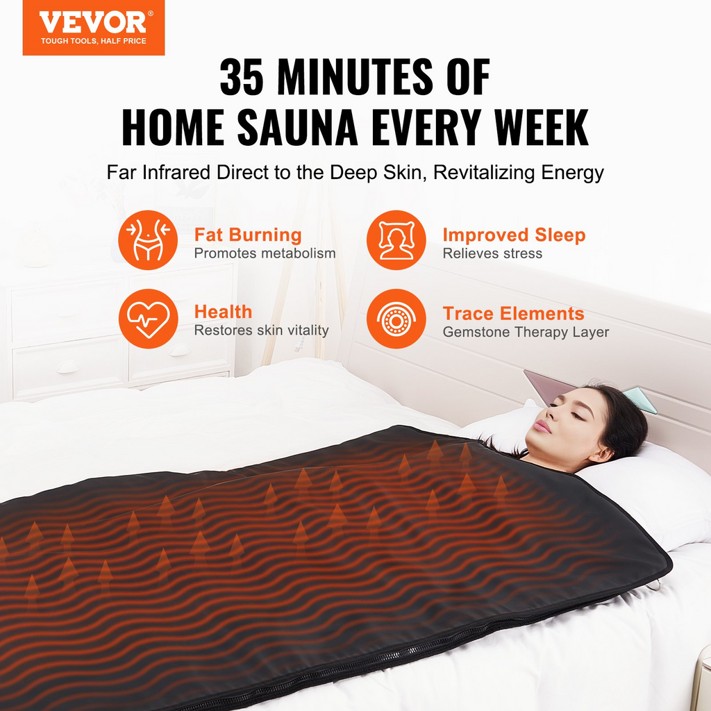 Sauna portátil de infrarrojos de PU con piedras terapéuticas y calefacción de fibra de carbono temperatura ajustable de 1 a 6 niveles de 95 a 185 ℉ temporizador de 1 a 60 minutos 75 x 35 pulgadas