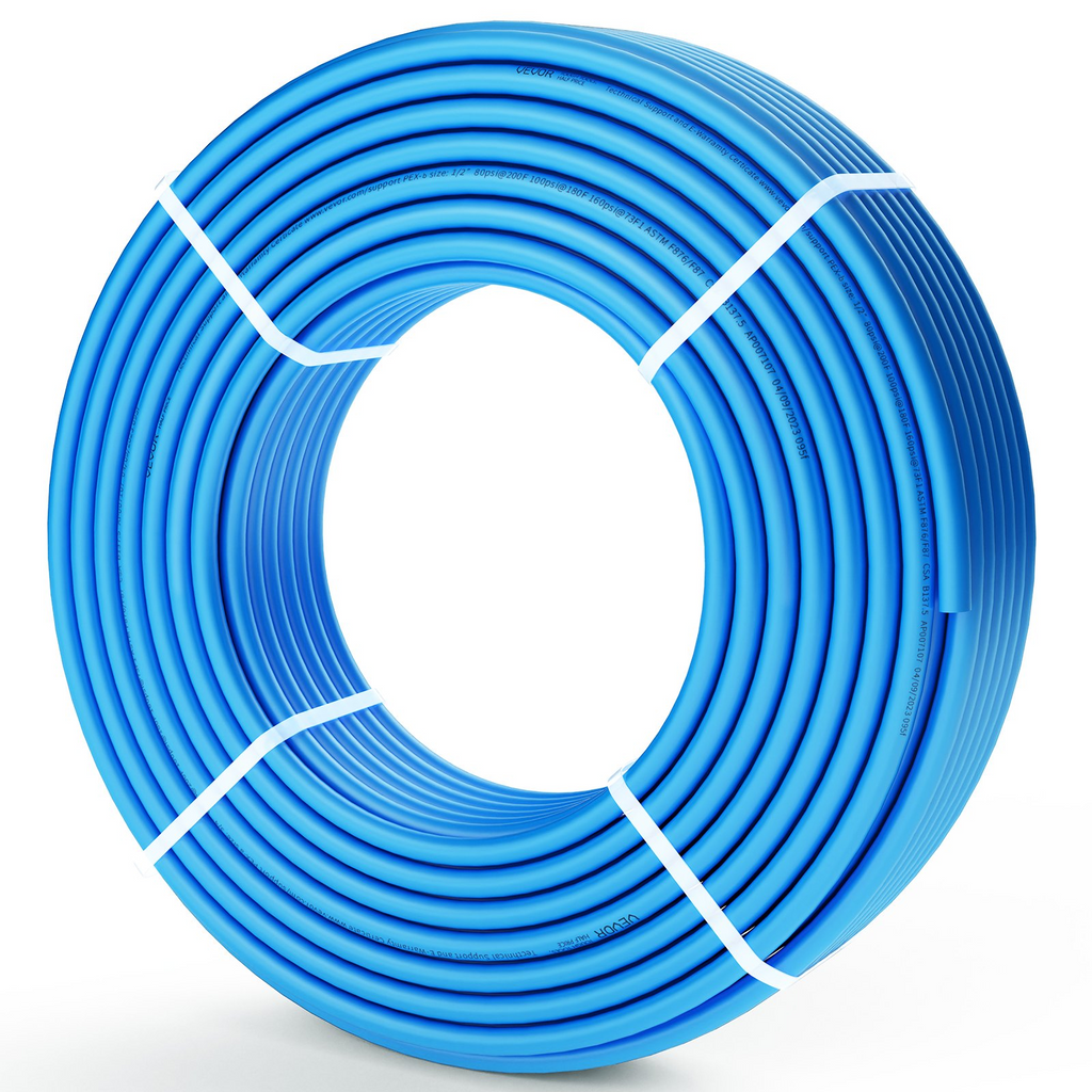 Tubo PEX VEVOR 1/2 pulgada 300 pies flexible PEX-B para agua potable caliente fría plomería incluye cortador abrazaderas gratis azul