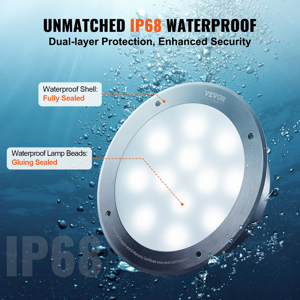 VEVOR Luz LED para piscina de 12 V 10 pulgadas, 40 W