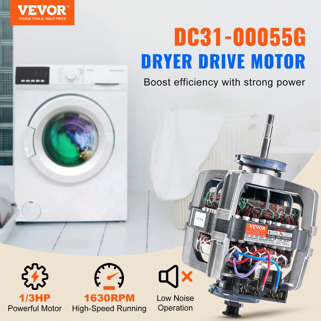 Motor de accionamiento de secadora VEVOR 1/3 HP 1630 RPM