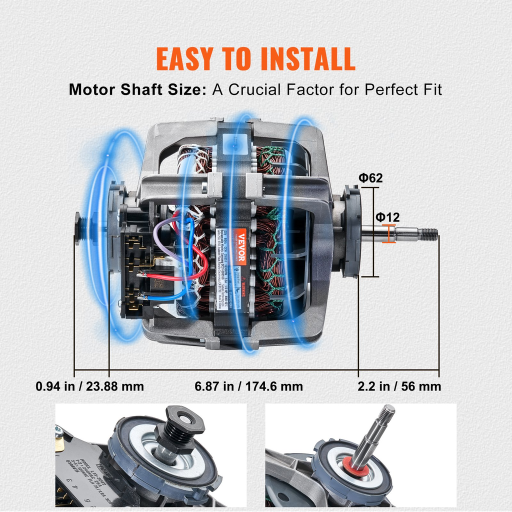 Motor de accionamiento de secadora VEVOR 1/3 HP 1630 RPM