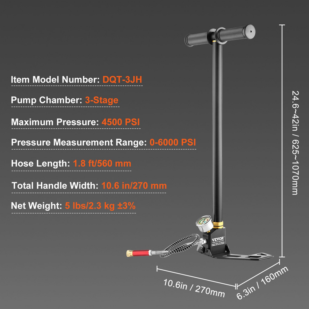 Bomba manual de alta presión VEVOR 4500 PSI (30 MPA)
