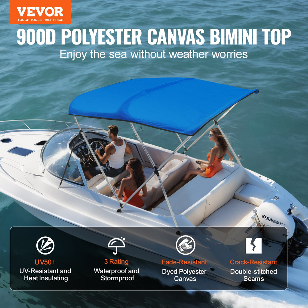 VEVOR - Cubierta para bote con toldo de poliéster de 3 arcos 900D con marco de aleación de aluminio de 1"