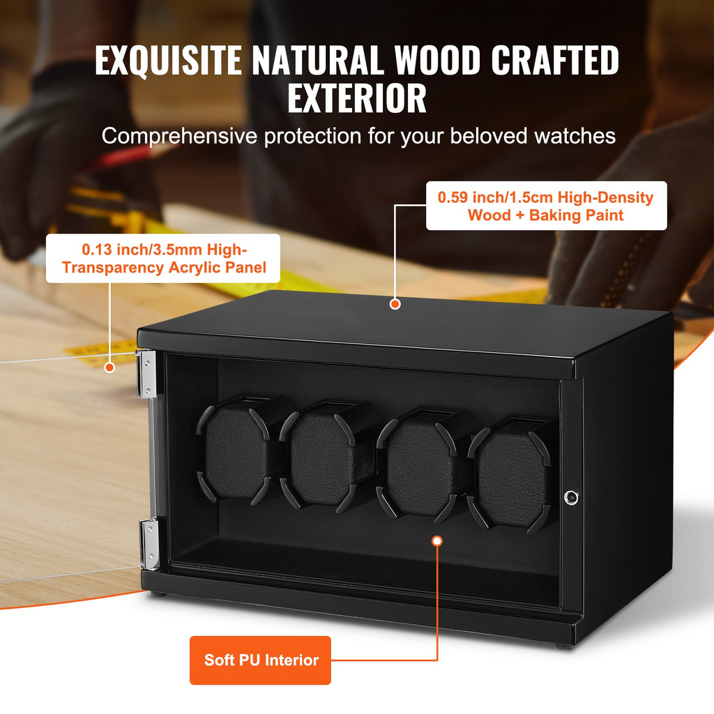 Watch Winder para 4 relojes automáticos para hombres y mujeres, con 2 motores