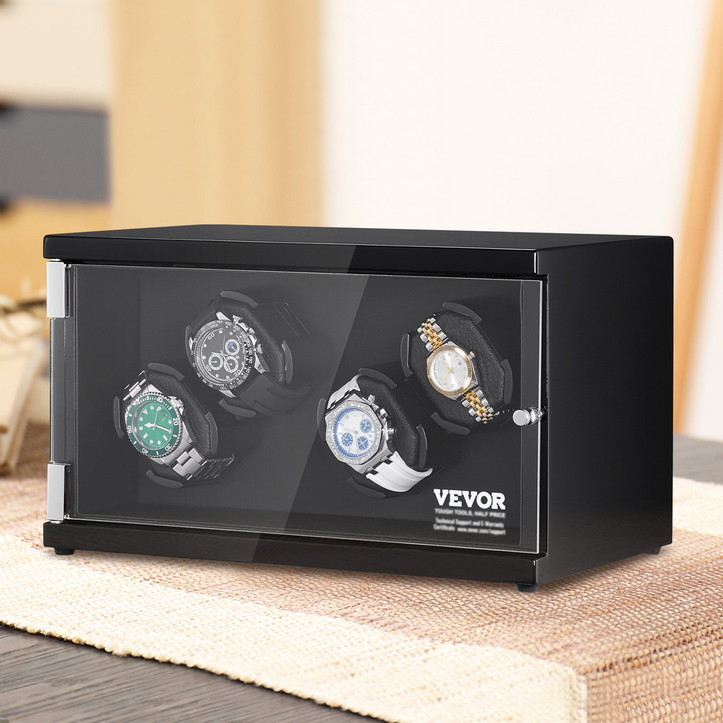 Watch Winder para 4 relojes automáticos para hombres y mujeres, con 2 motores