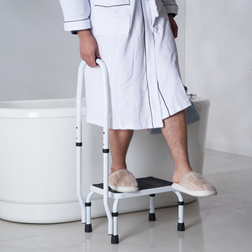 VEVOR Taburete de 1 peldaño con capacidad para 330 libras altura ajustable en 3 niveles con asa